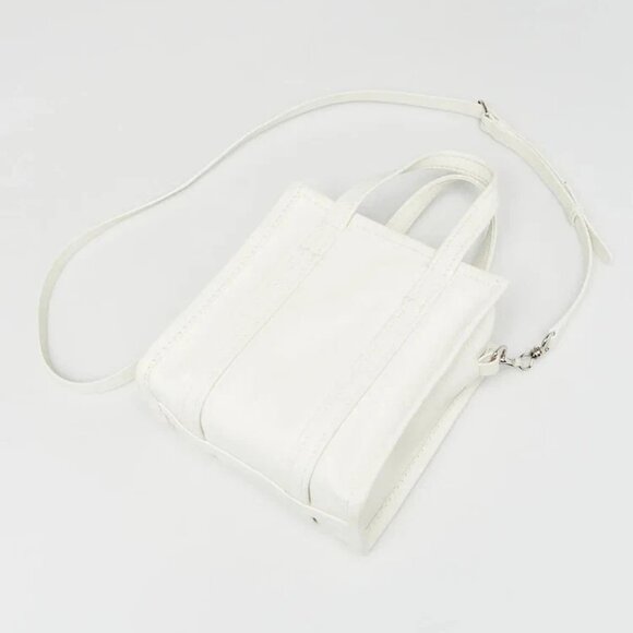Balenciaga White Lambskin Leather Bazar Extra Extra Small Shopping Tote Bag - Picture 3 of 10